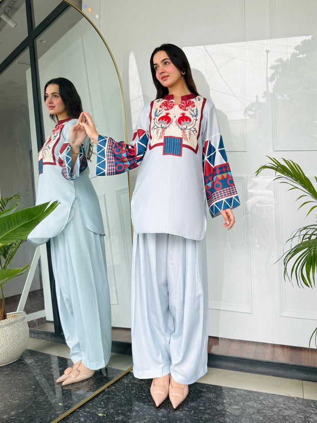 🌸 Narmeen Blush 2 Piece Kurti Set 🌙