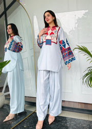 🌸 Narmeen Blush 2 Piece Kurti Set 🌙