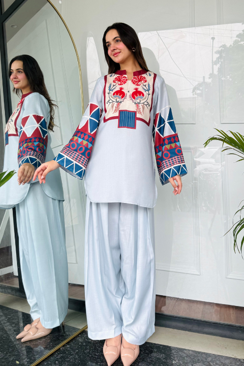 🌸 Narmeen Blush 2 Piece Kurti Set 🌙