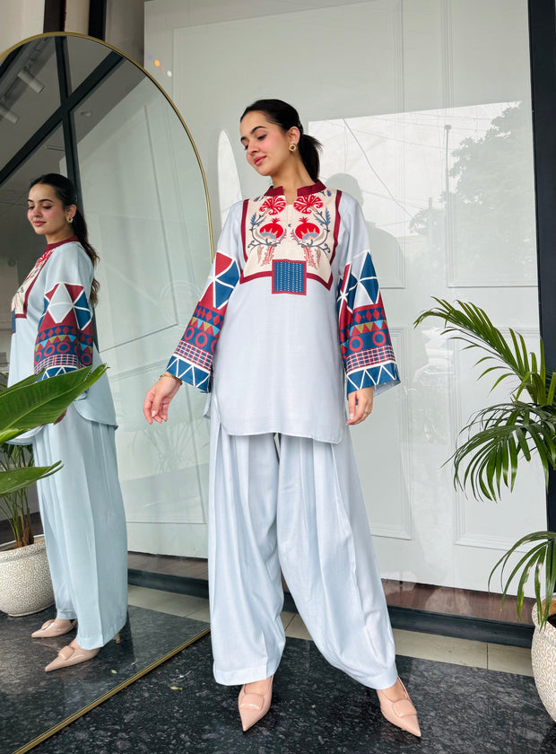 🌸 Narmeen Blush 2 Piece Kurti Set 🌙